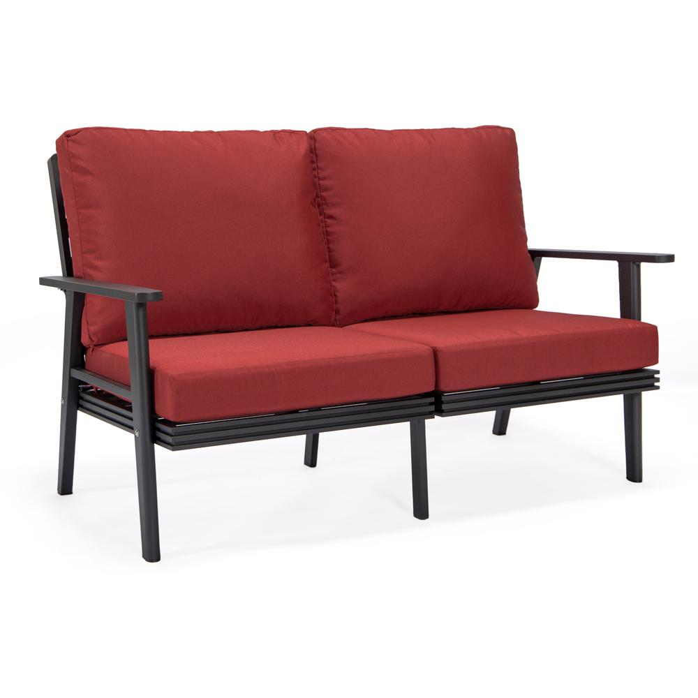 Outdoor Patio Loveseat with Black Aluminum Frame