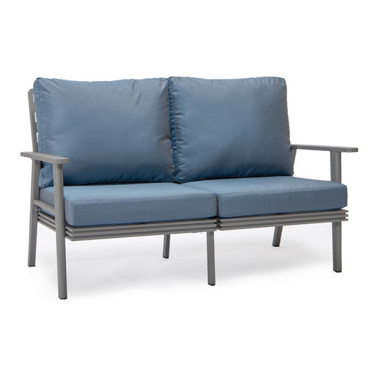 Outdoor Patio Loveseat with Gray Aluminum Frame