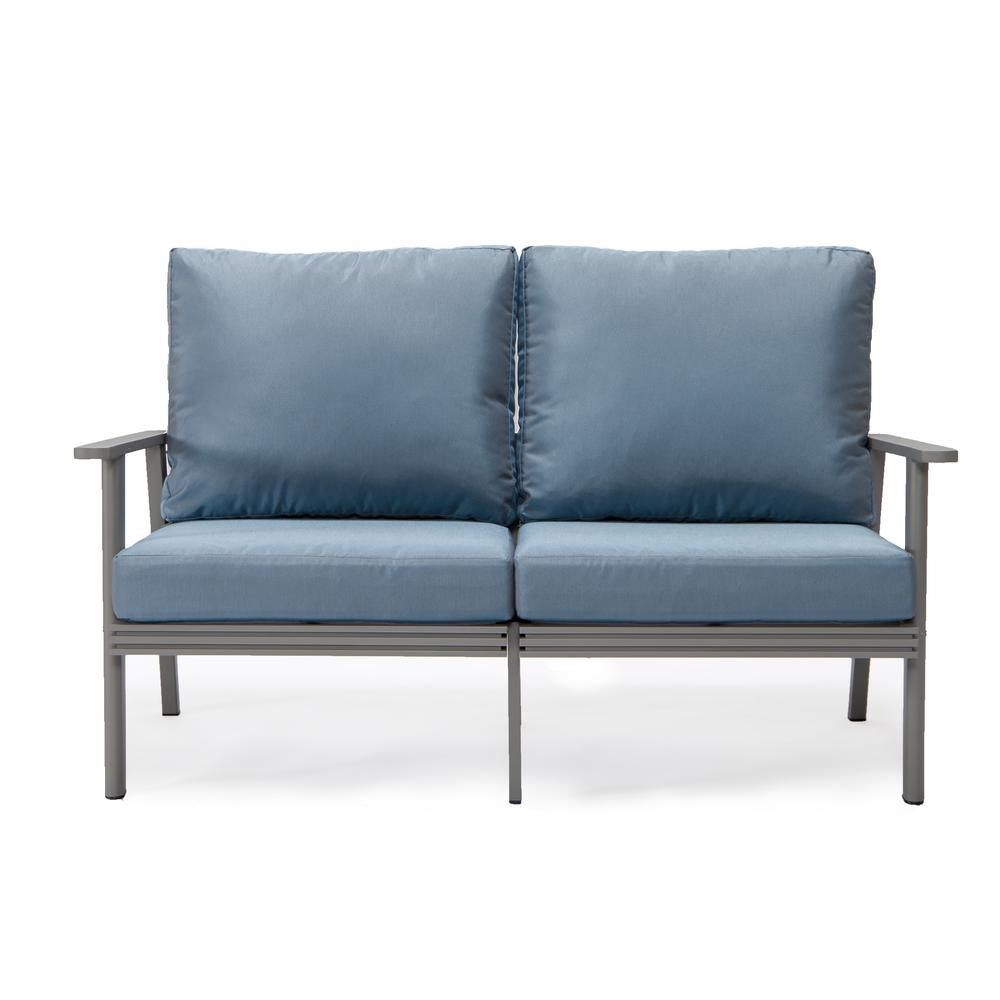 Outdoor Patio Loveseat with Gray Aluminum Frame