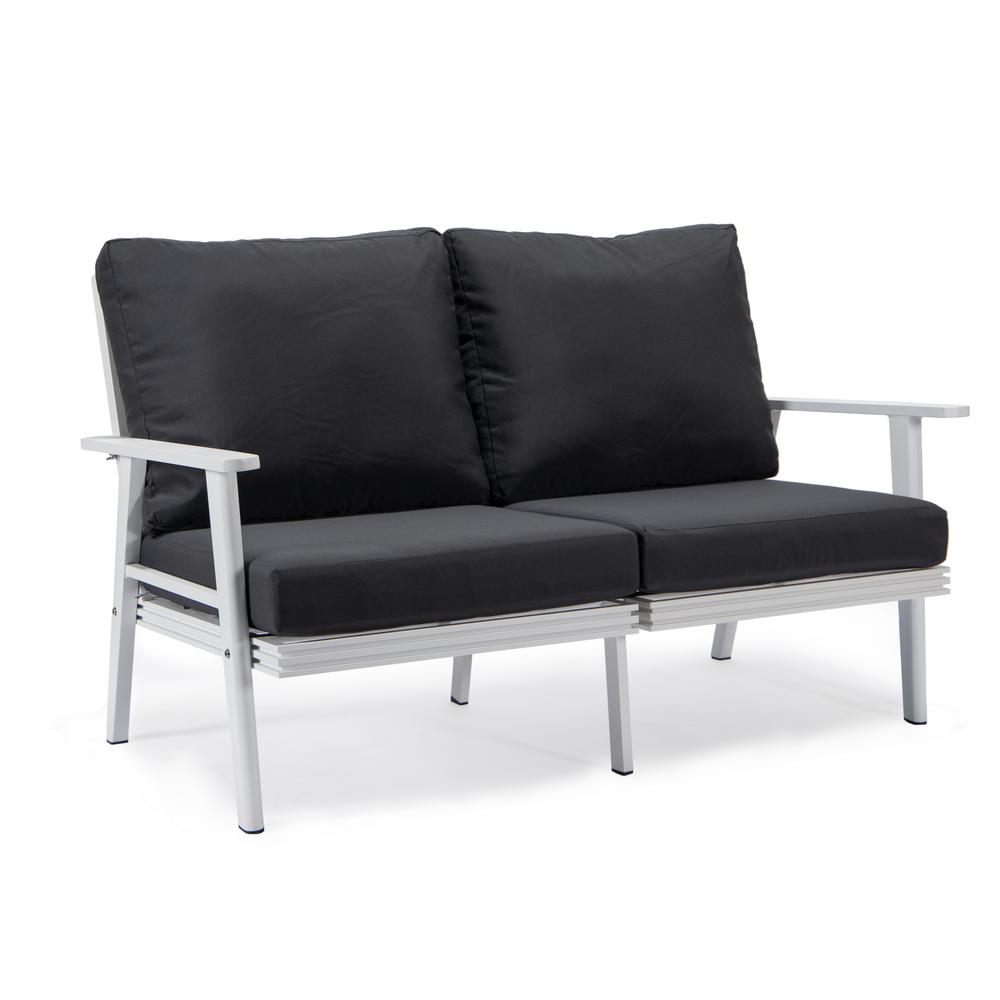 Outdoor Patio Loveseat with White Aluminum Frame