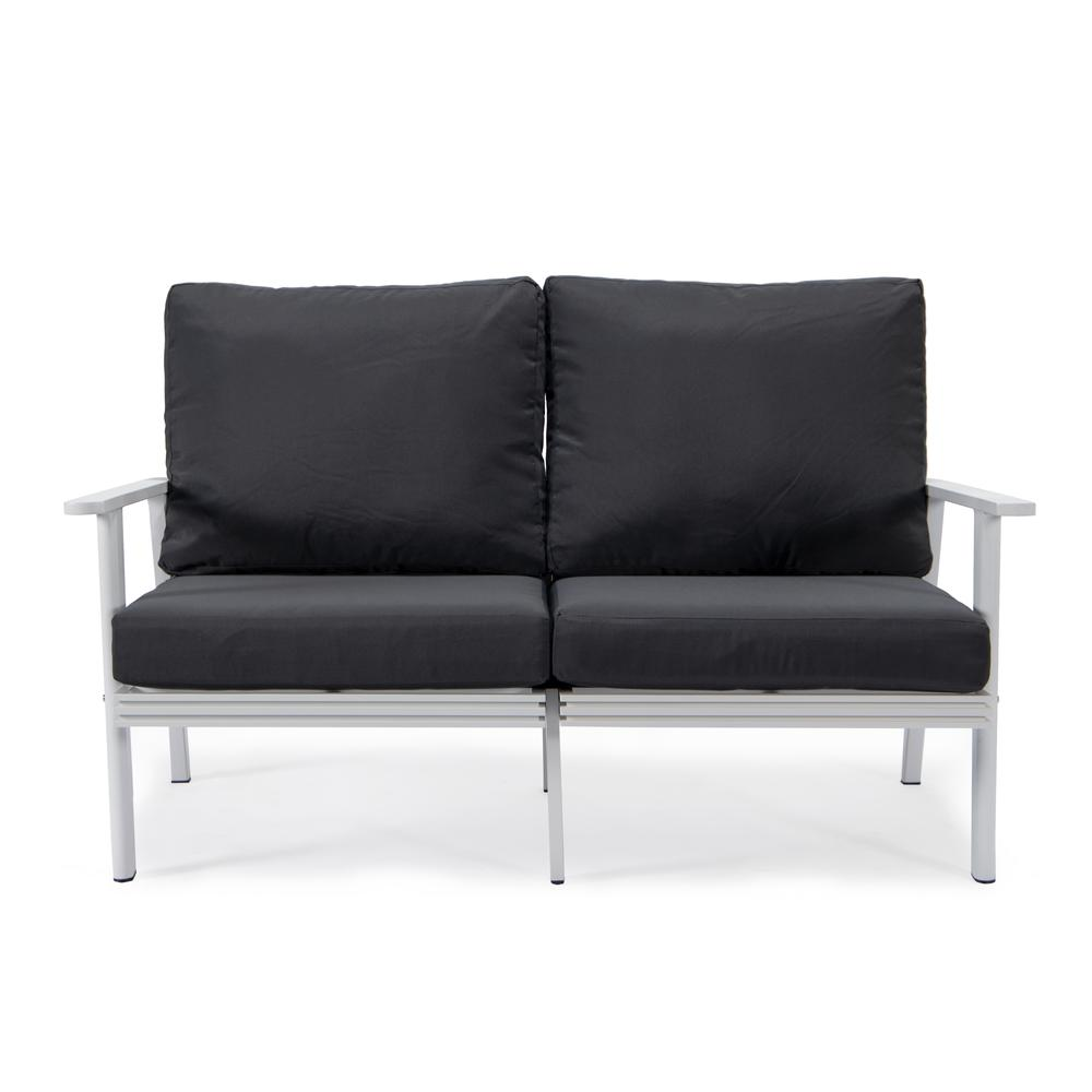 Outdoor Patio Loveseat with White Aluminum Frame