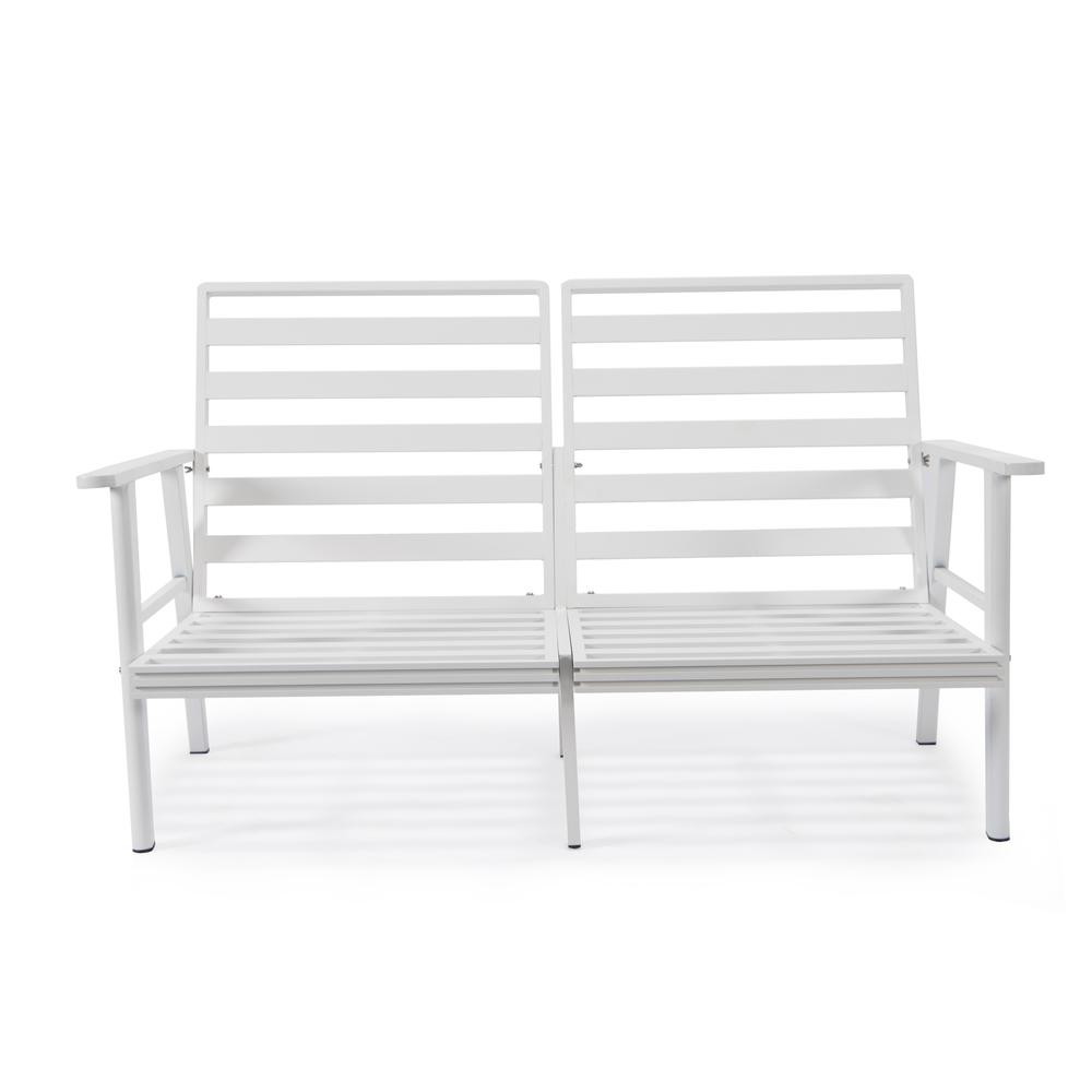 Outdoor Patio Loveseat with White Aluminum Frame