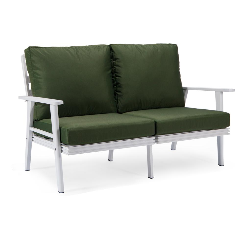 Outdoor Patio Loveseat with White Aluminum Frame