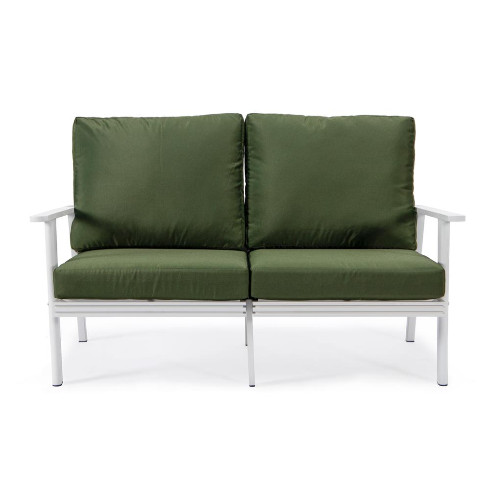 Outdoor Patio Loveseat with White Aluminum Frame