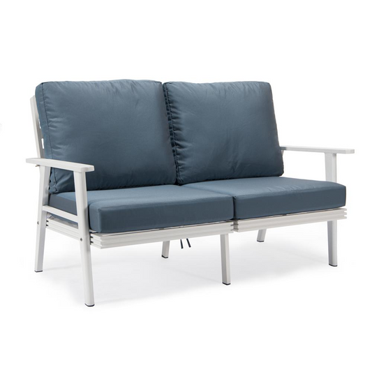 Outdoor Patio Loveseat with White Aluminum Frame