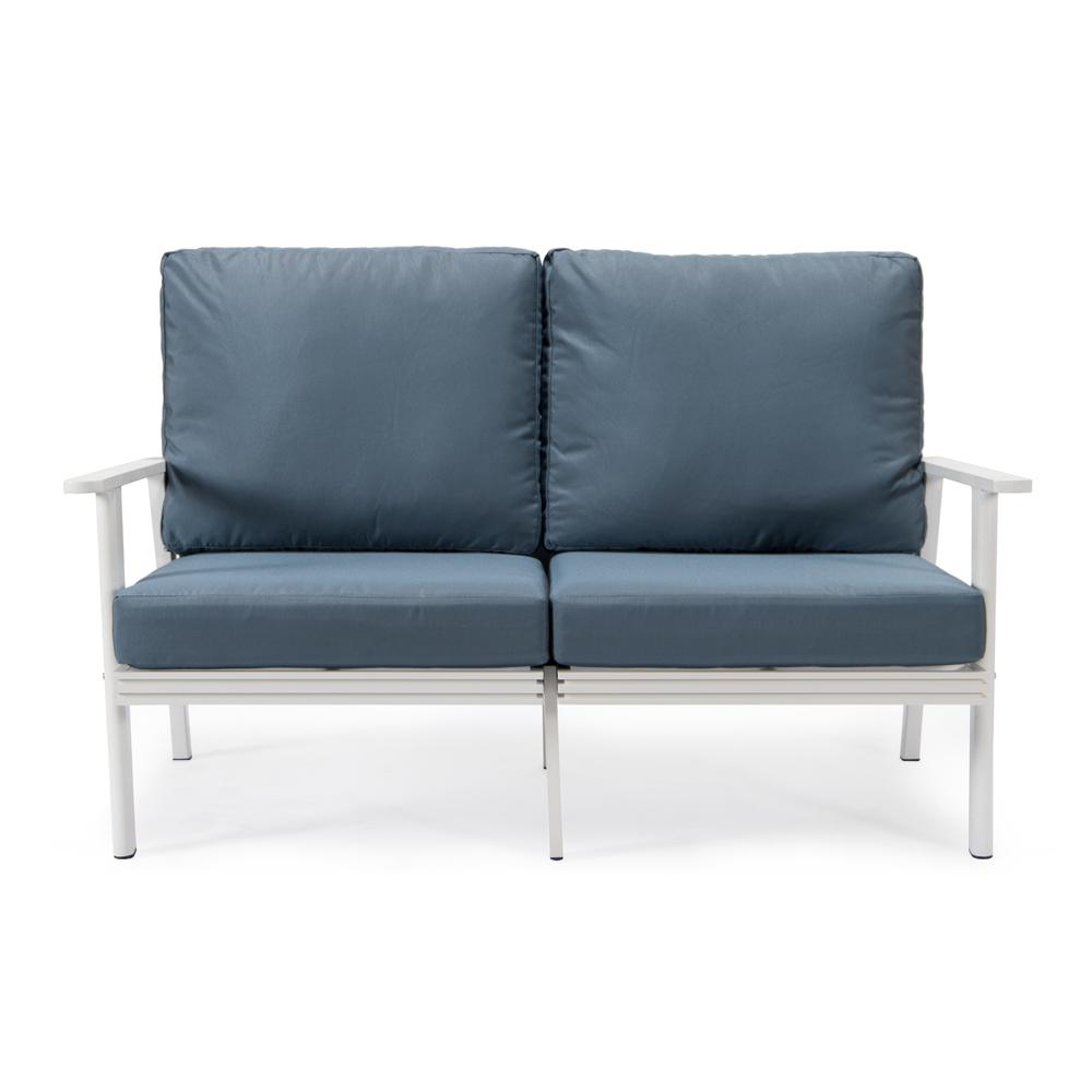 Outdoor Patio Loveseat with White Aluminum Frame