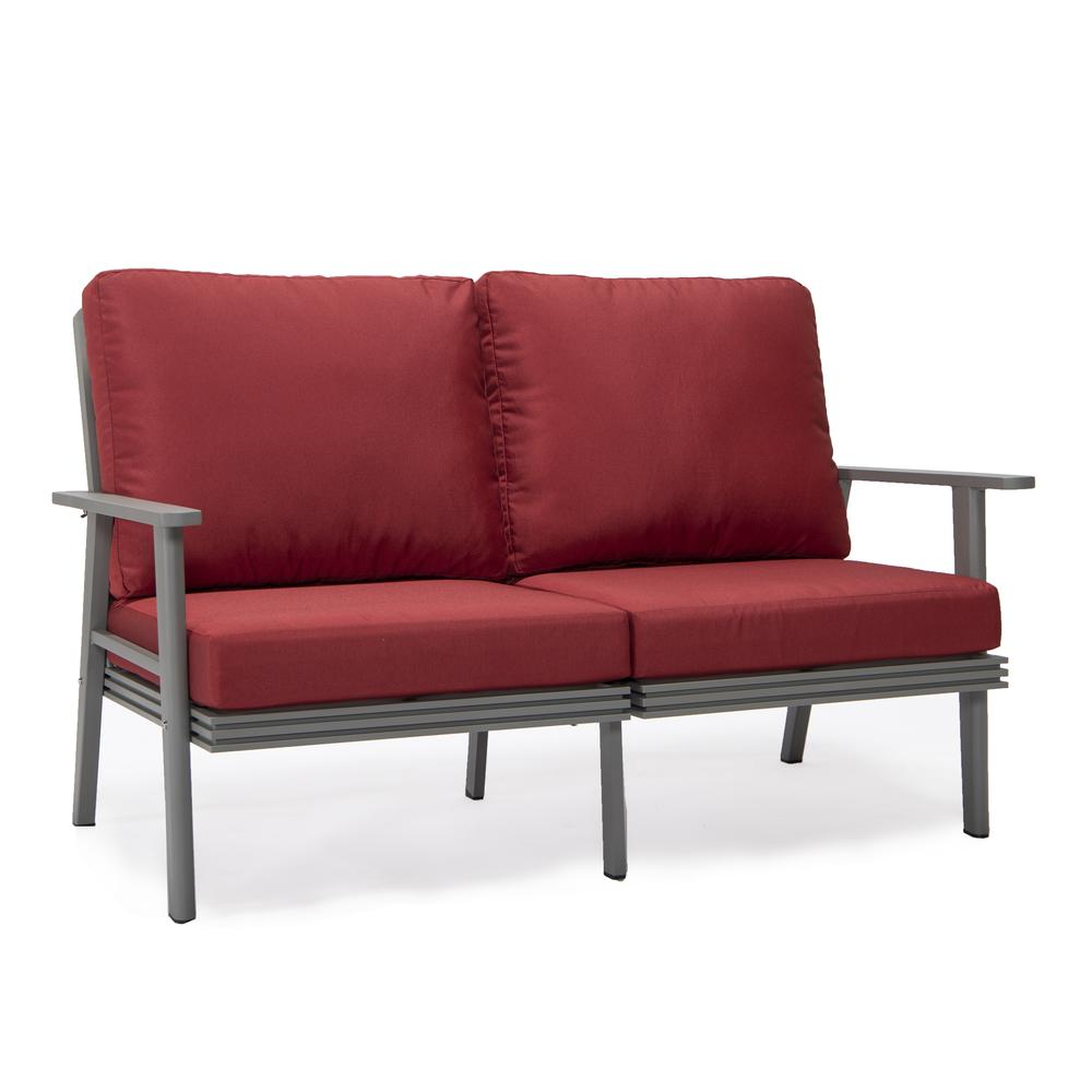 Outdoor Patio Loveseat with Gray Aluminum Frame