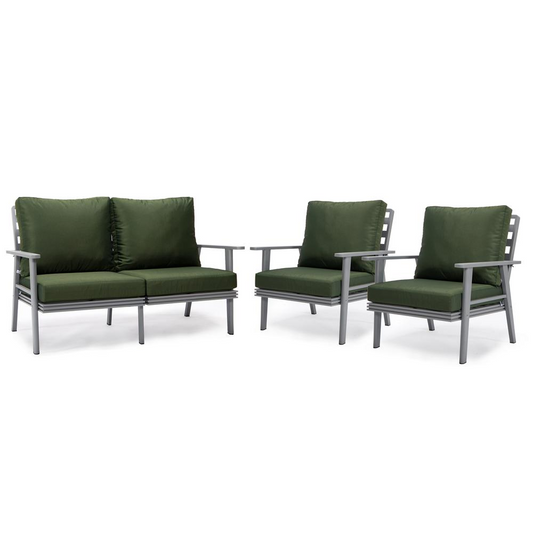 3-Piece Outdoor Patio Set with Grey Aluminum Frame