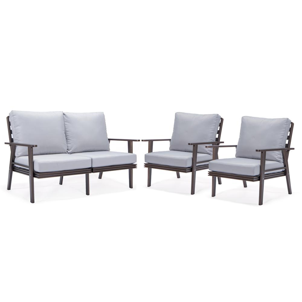 3-Piece Outdoor Patio Set with Brown Aluminum Frame