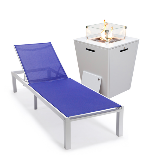 White Aluminum Outdoor Patio Chaise Lounge Chair