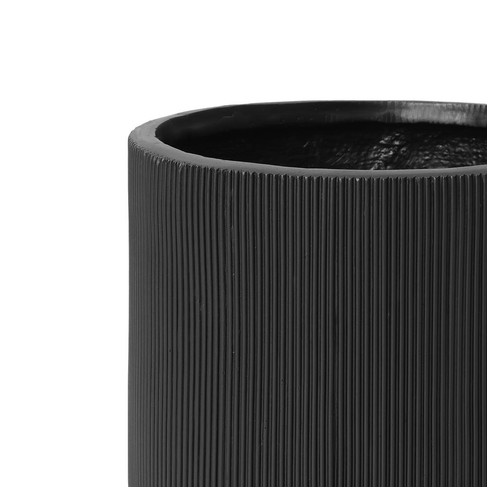 14.8-Inch Round Black Stripes MgO Planter