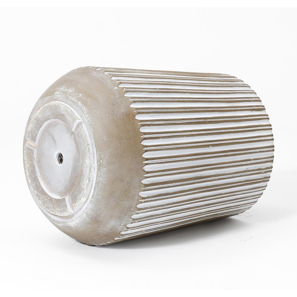 17.1-Inch Round Brown and White Striped MgO Planter