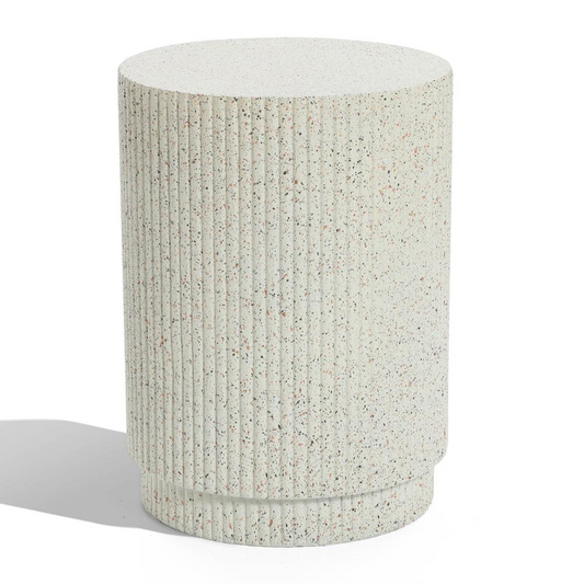 Ivory White Cement Round Outdoor Side Table