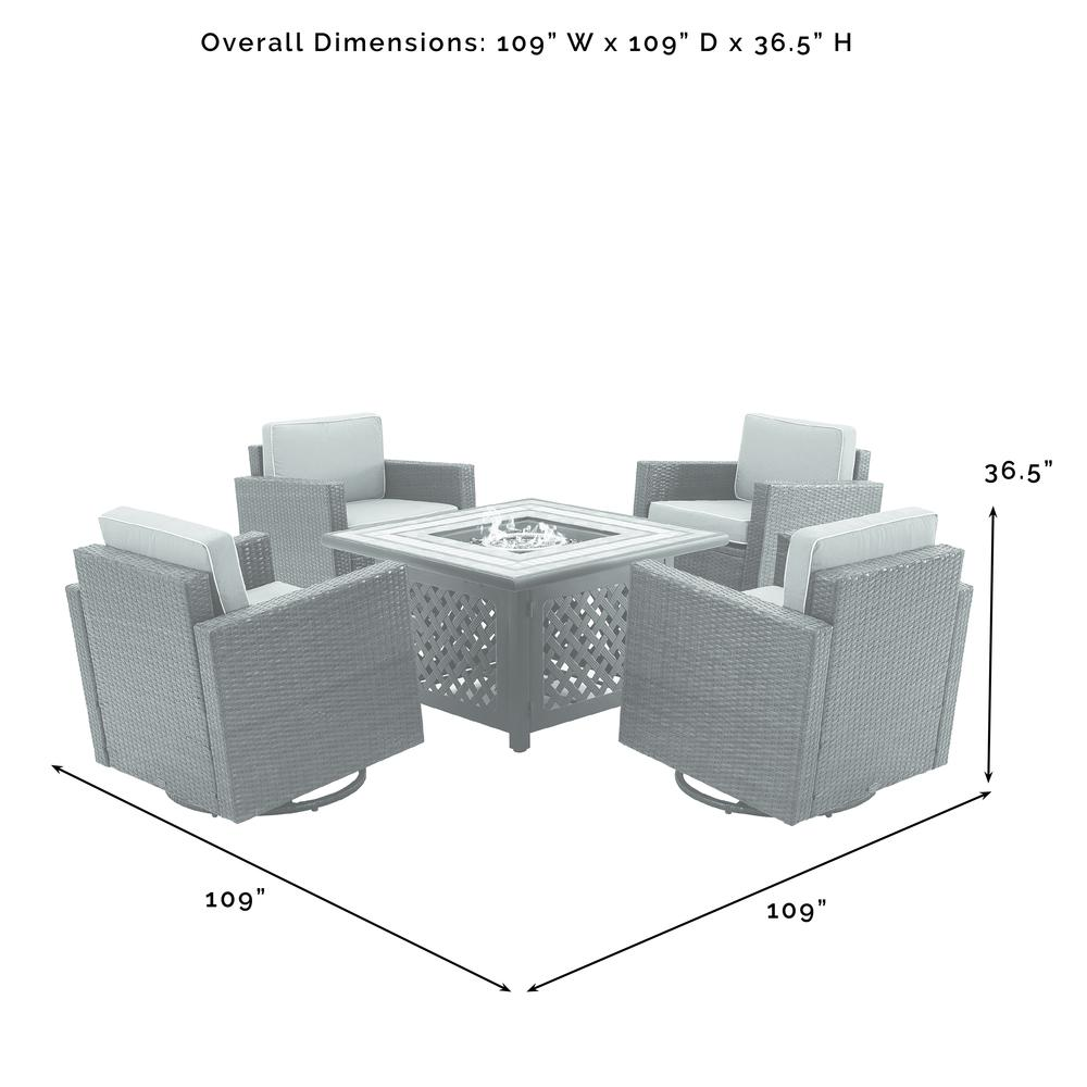 Palm Harbor 5Pc Outdoor Wicker Conversation Set W/Fire Table Sand/Brown - Tucson Fire Table & 4 Swivel Rocking Chairs