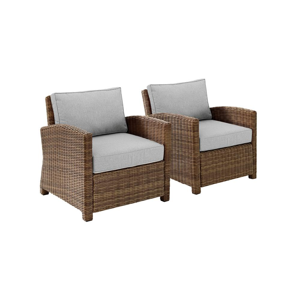 Bradenton 2Pc Outdoor Wicker Armchair Set Gray/Weathered Brown - 2 Armchairs