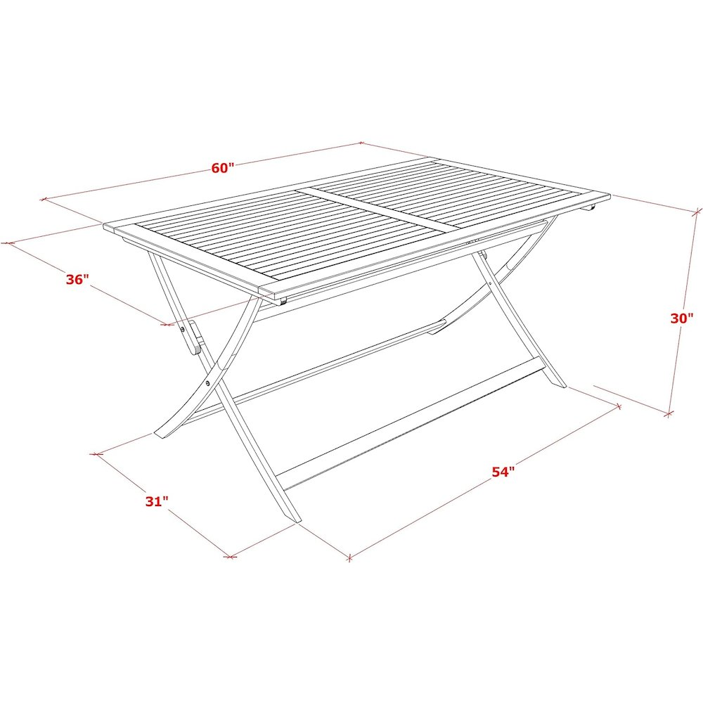 AECM7CWNA - 7 Piece Excellent Outdoor Patio Set-Beautiful Wooden Folding Table with 6 Arm Less Outdoor Chairs- Natural Oil Finish