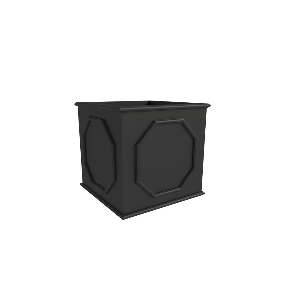 Sprout Series Cubic Fiber Stone Planter in Black 12.6 Cube