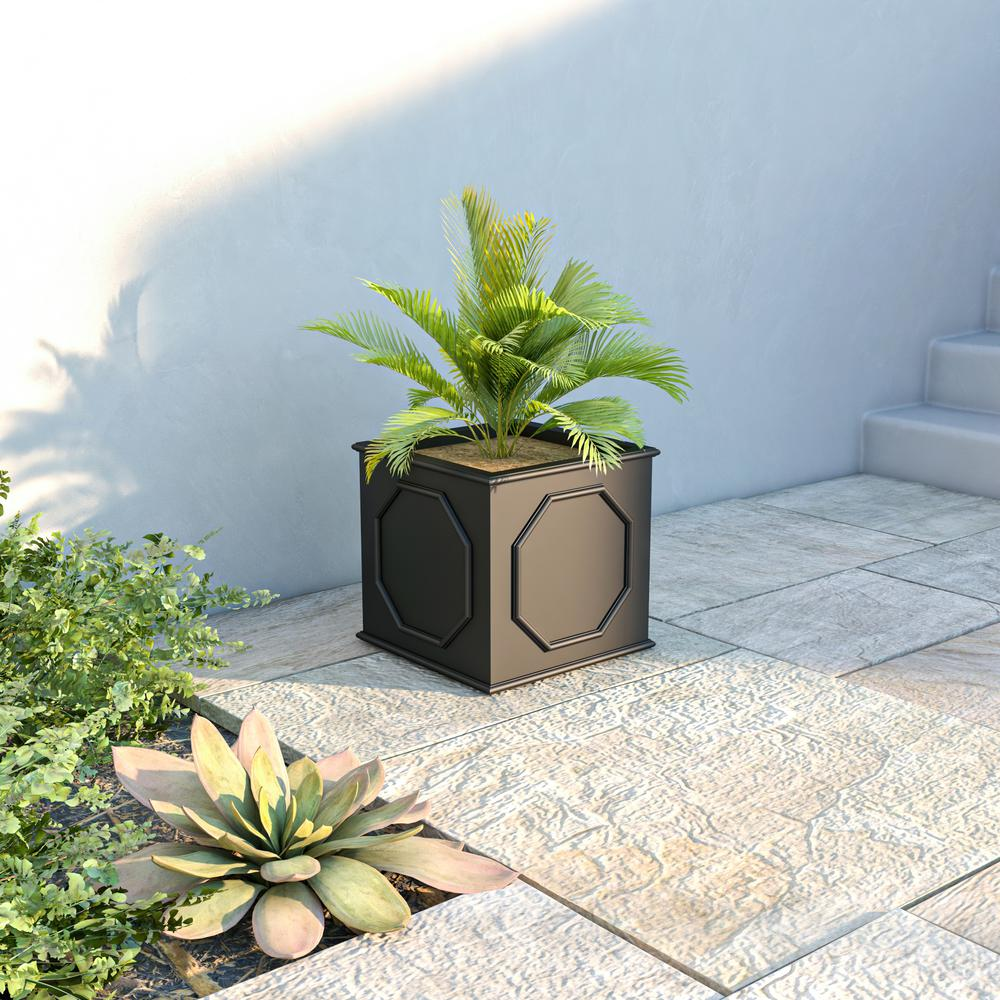 Sprout Series Cubic Fiber Stone Planter in Black 15 Cube