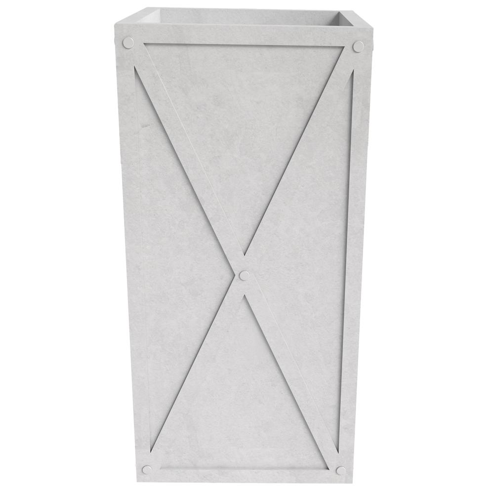 Papyrus Series Rectangle Fiber Stone Planter in White 14.2 x 14.2, 29 High