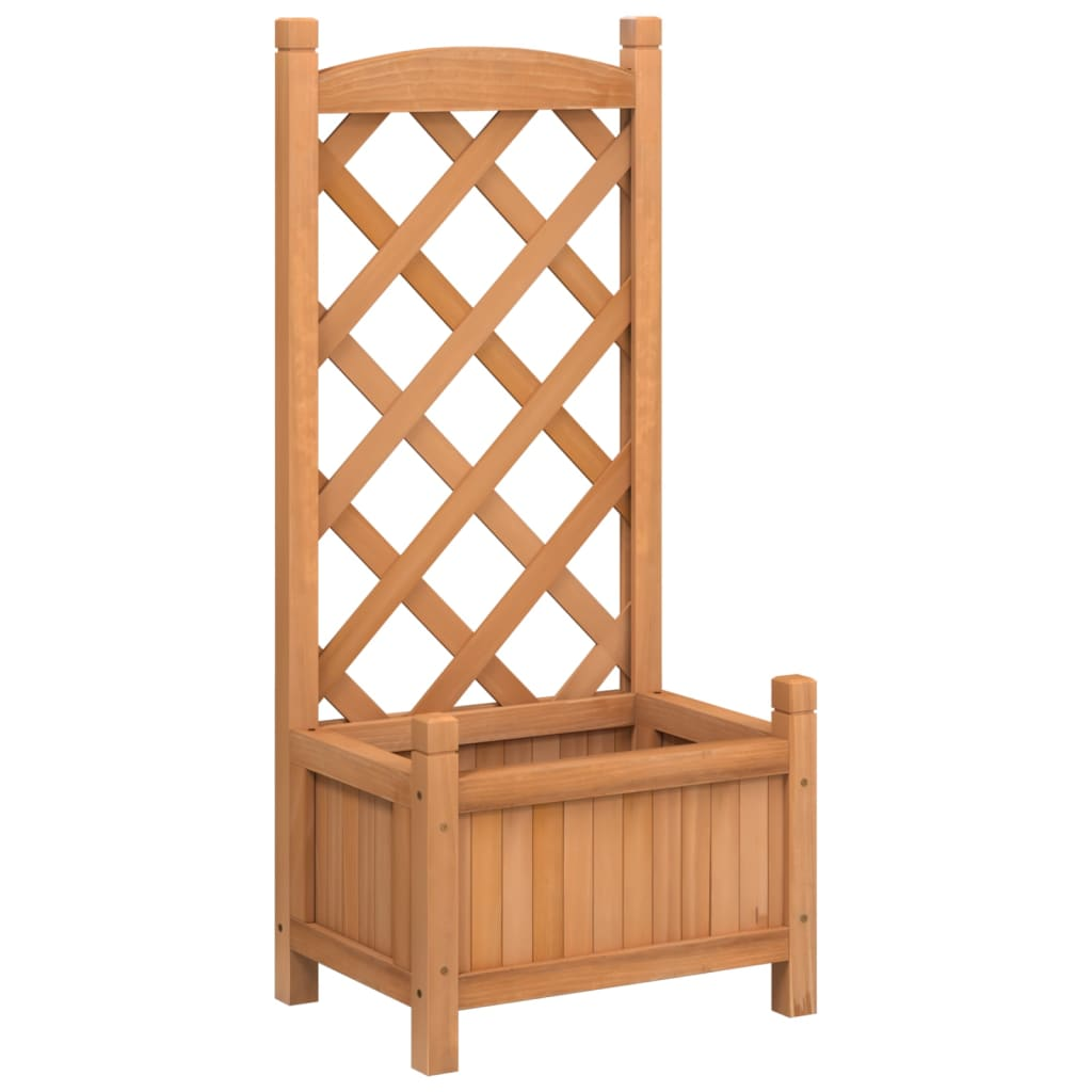 vidaXL Planter with Trellis Brown Solid Wood Fir