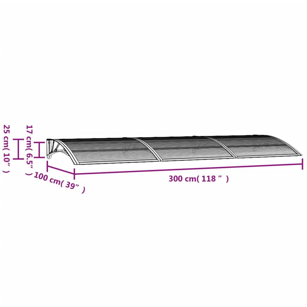 Door Canopy Black 118.1"x39.4" Polycarbonate