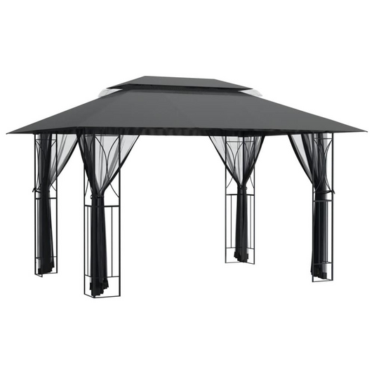 Gazebo with Sidewalls Anthracite 157.5"x118.1"x106.3" Steel