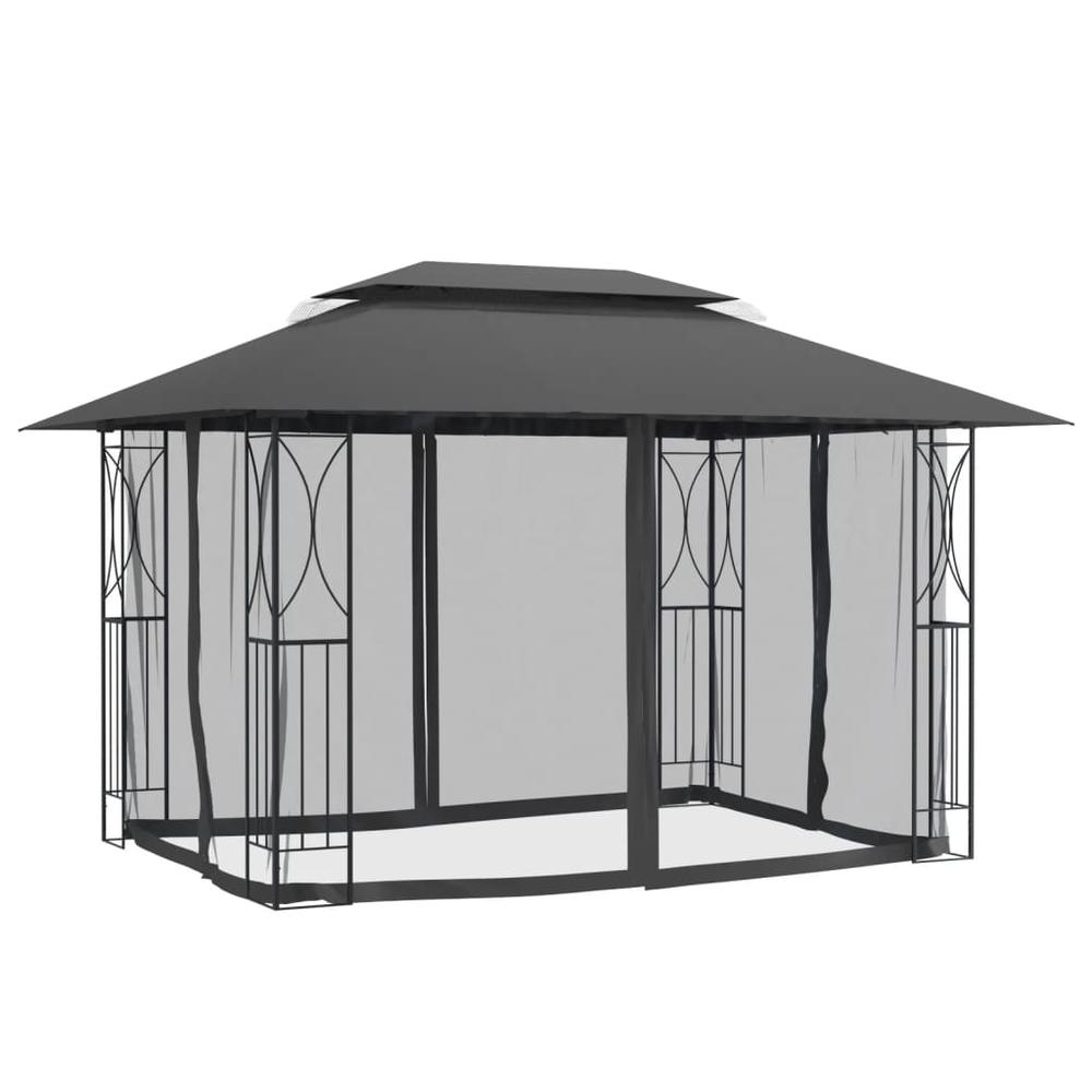 Gazebo with Sidewalls Anthracite 157.5"x118.1"x106.3" Steel