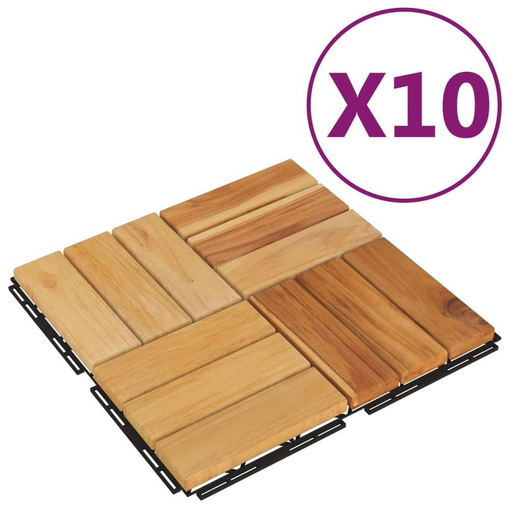 Decking Tiles 10 pcs 11.8"x11.8" Solid Wood Teak