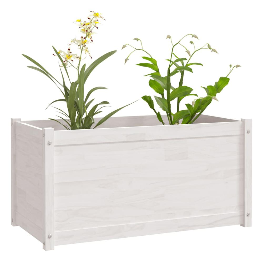 Garden Planter White 39.4"x19.7"x19.7" Solid Wood Pine