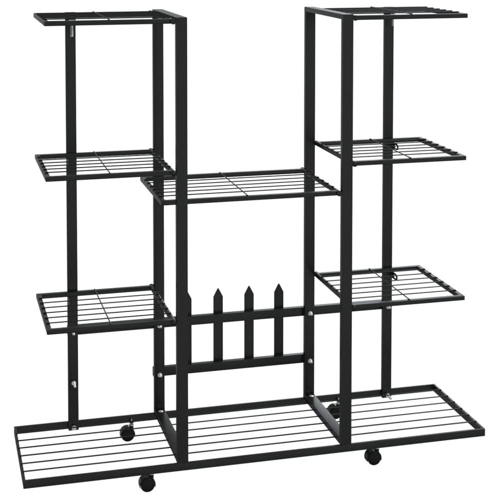 Flower Stand with Wheels 37.2"x9.6"x36" Black Iron