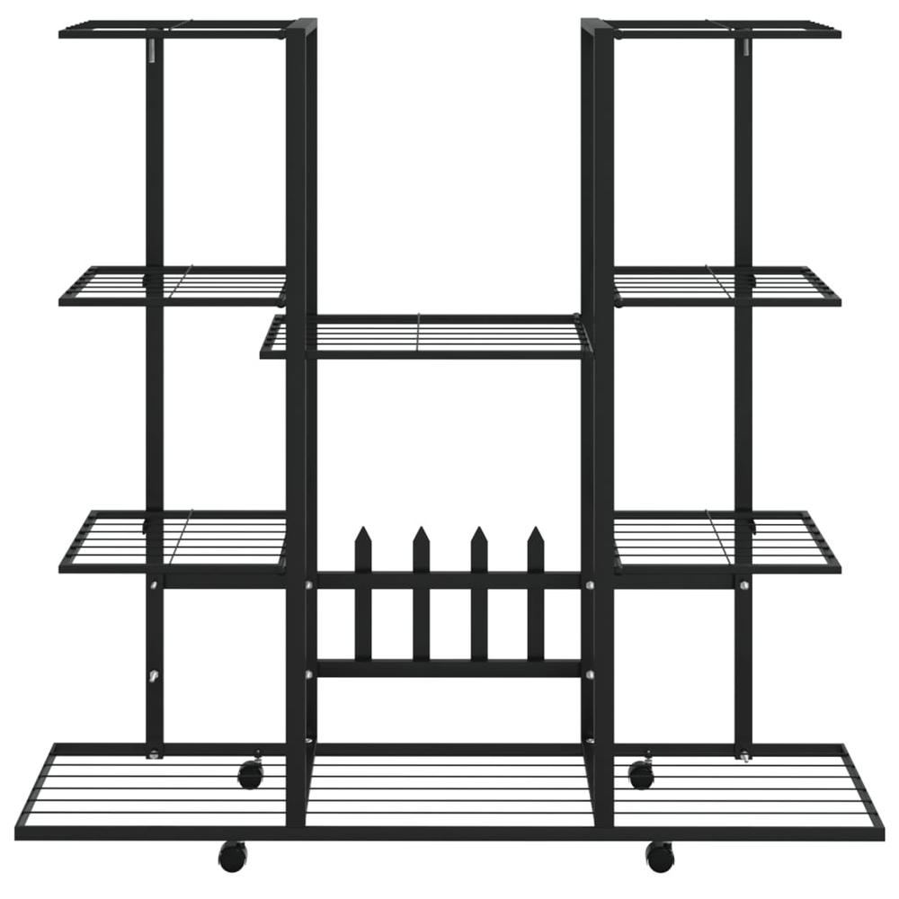 Flower Stand with Wheels 37.2"x9.6"x36" Black Iron