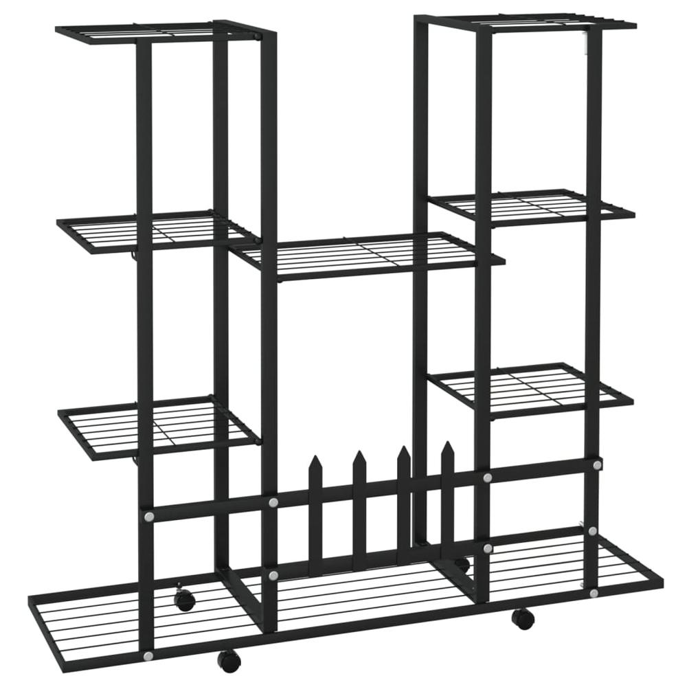 Flower Stand with Wheels 37.2"x9.6"x36" Black Iron