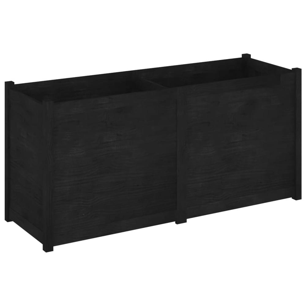 Garden Planter Black 59.1"x19.7"x27.6" Solid Wood Pine