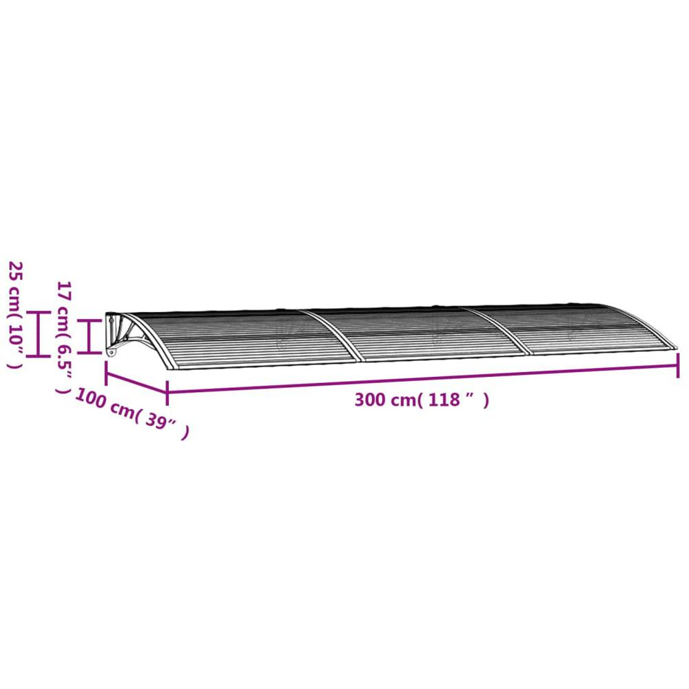 Door Canopy Gray 118.1"x39.4" Polycarbonate