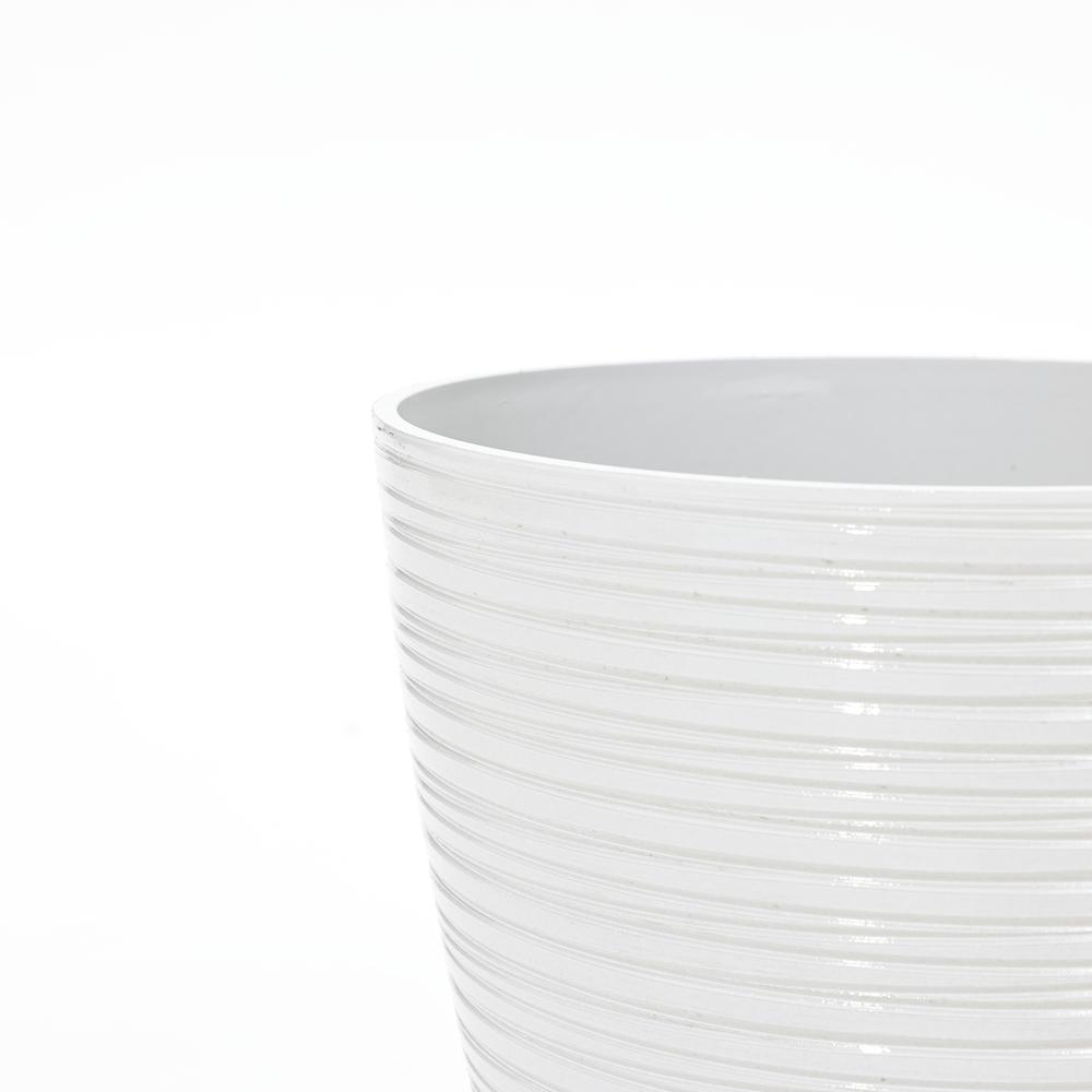 2-Piece Tapered Round Plastic Planters Set, Pearl White