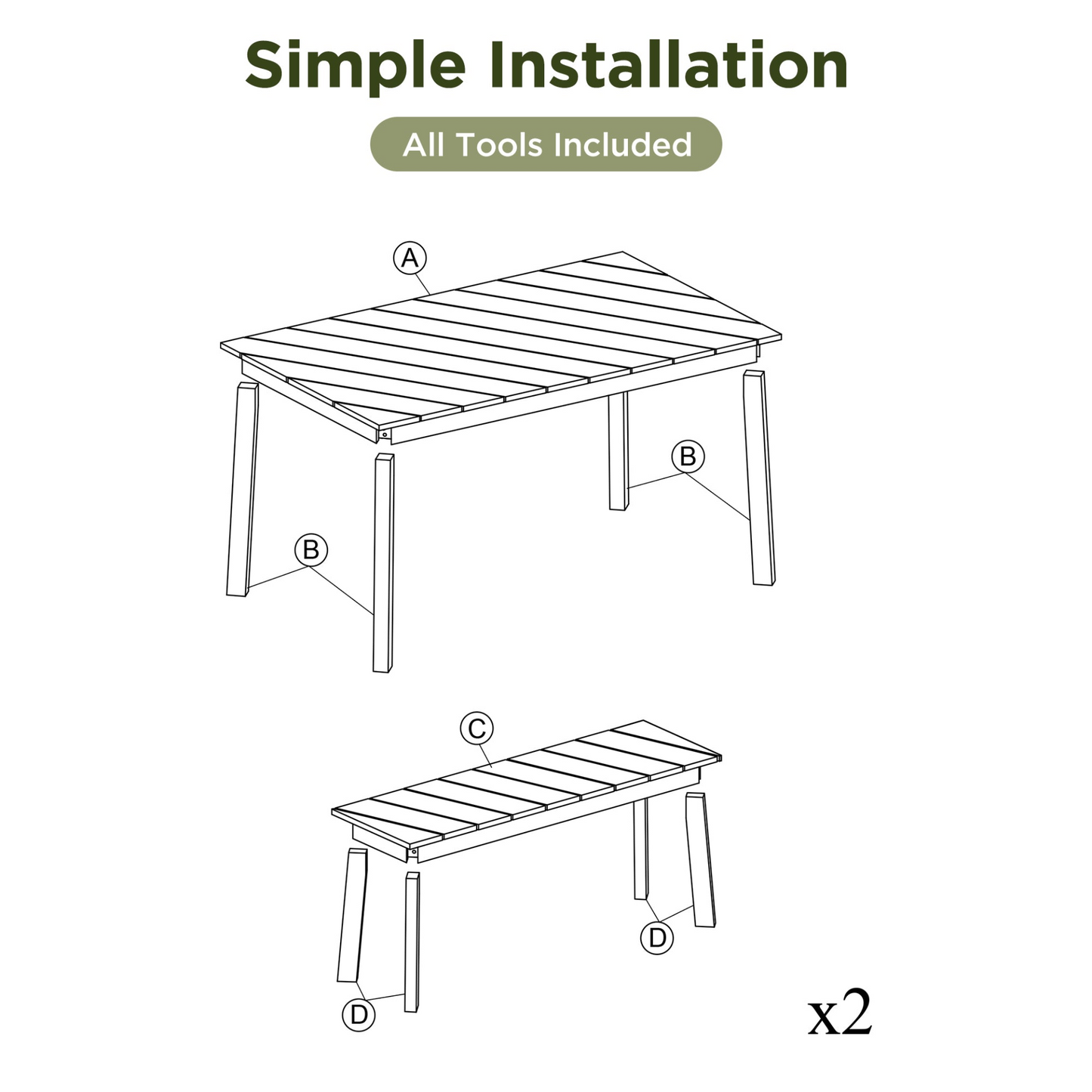 3 Pieces Acacia Wood Table Bench Dining Set For Outdoor & Indoor Furniture With 2 Benches, Picnic Beer Table for Patio, Porch, Garden, Poolside, Natural