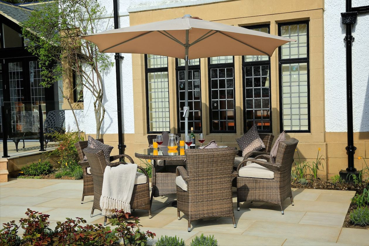 211inches X 55inches X 32inches Brown 7Piece Outdoor Dining Set with