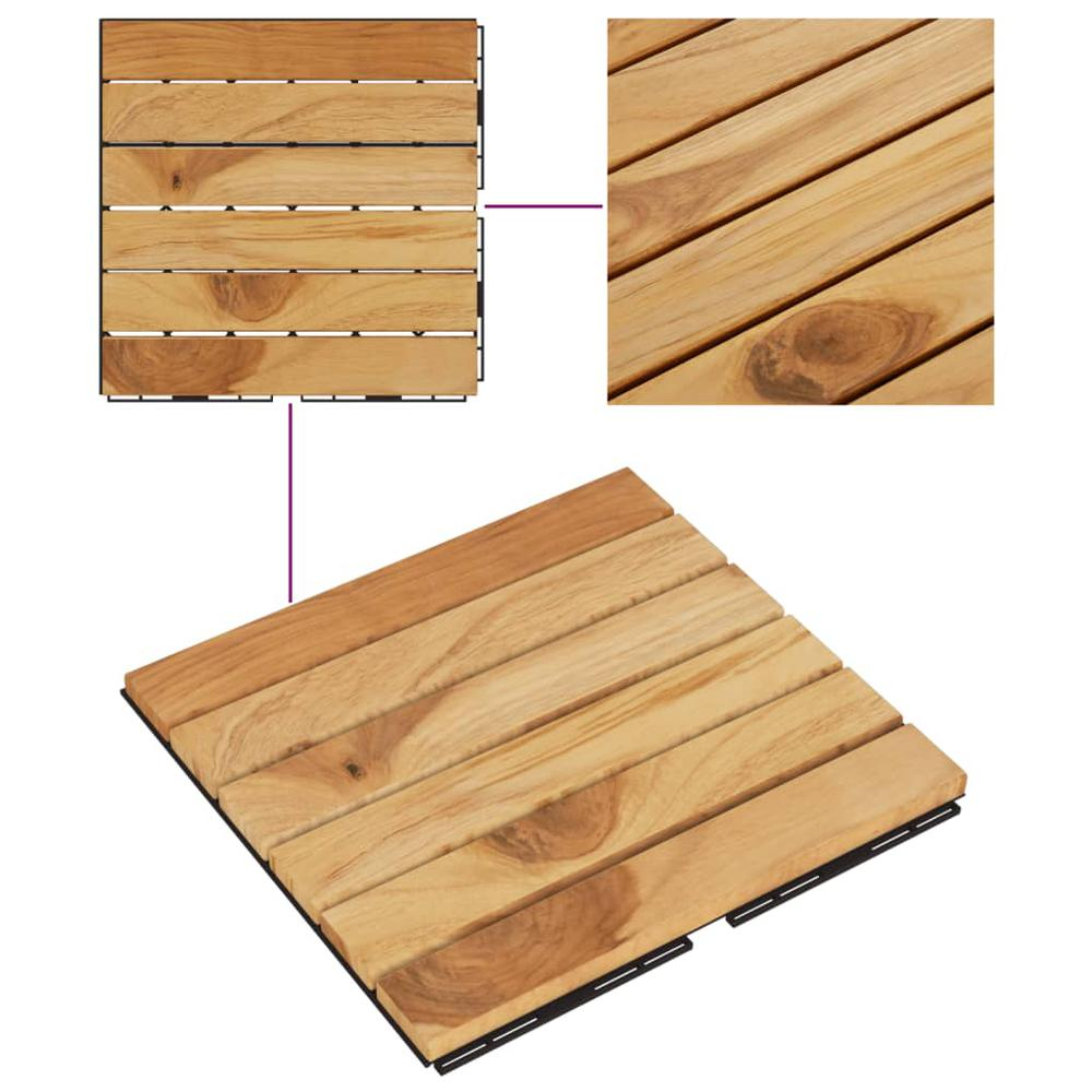 Decking Tiles 20 pcs 11.8"x11.8" Solid Wood Teak Vertical Pattern