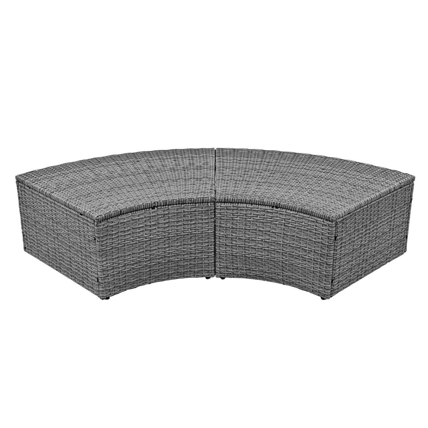 Patio 5-Piece Round Rattan Sectional Sofa Set All-Weather PE Wicker Sunbed Daybed with Round Liftable Table and Washable Cushions for Outdoor Backyard Poolside, Beige