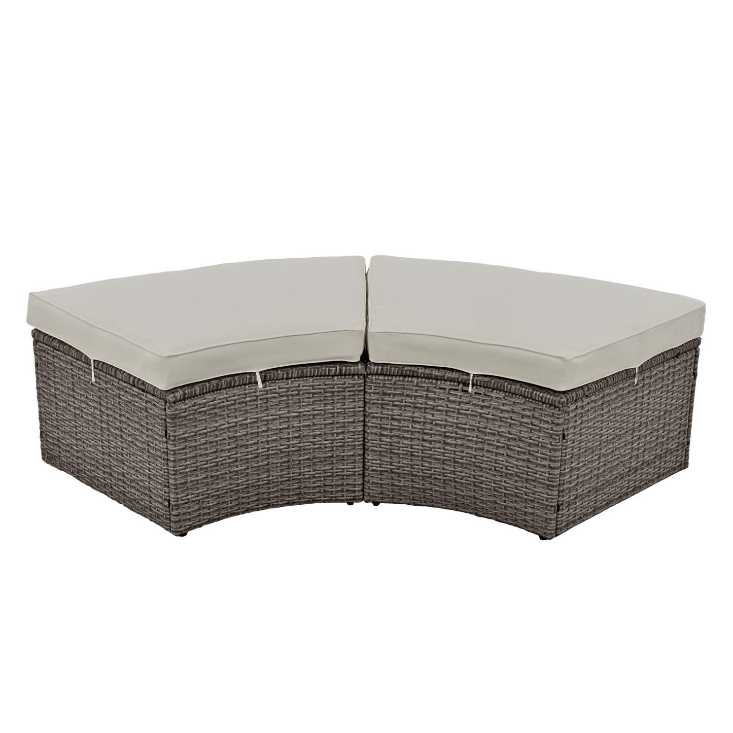 Patio 5-Piece Round Rattan Sectional Sofa Set All-Weather PE Wicker Sunbed Daybed with Round Liftable Table and Washable Cushions for Outdoor Backyard Poolside, Gray