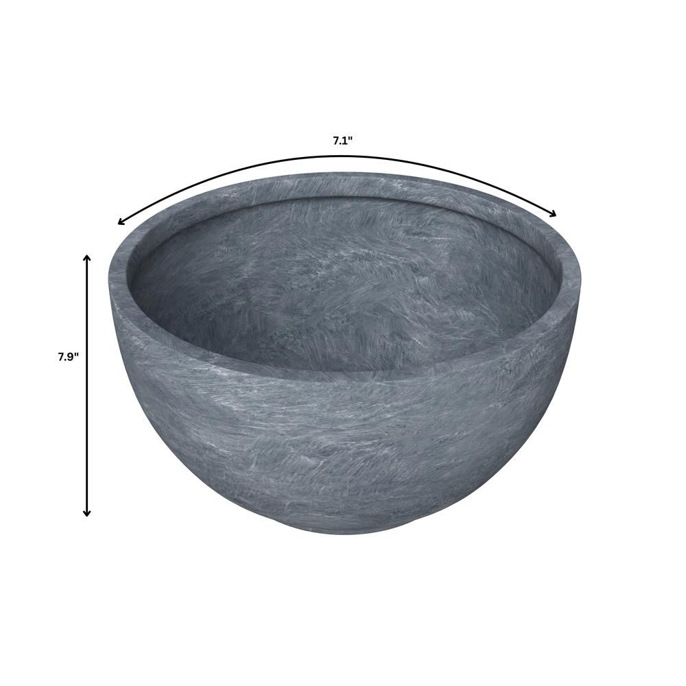 Grove Series Hemisphere Poly Clay Planter in Aged Concrete 14.9 Dia, 7.8 High