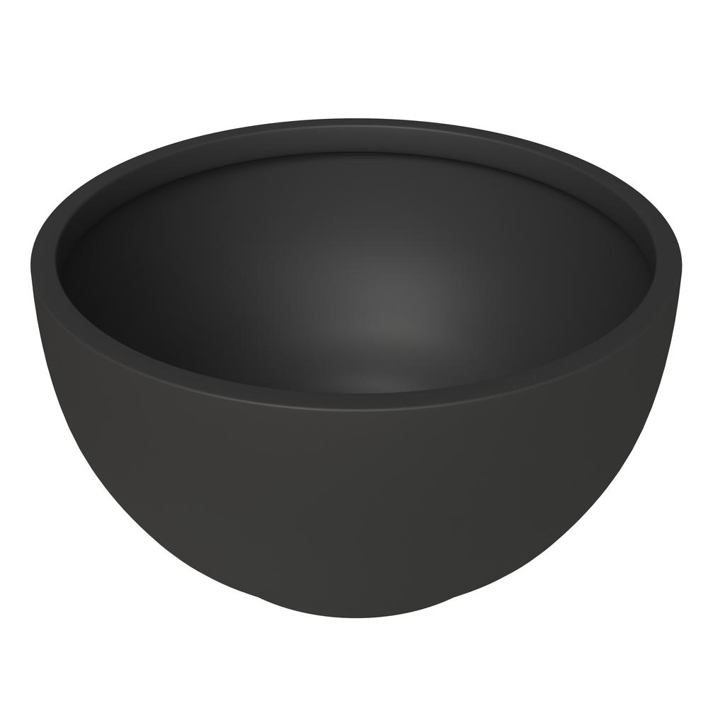 Grove Series Hemisphere Poly Clay Planter in Black 14.9 Dia, 7.8 High