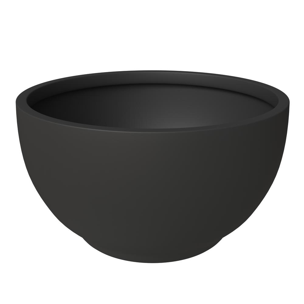 Grove Series Hemisphere Poly Clay Planter in Black 14.9 Dia, 7.8 High