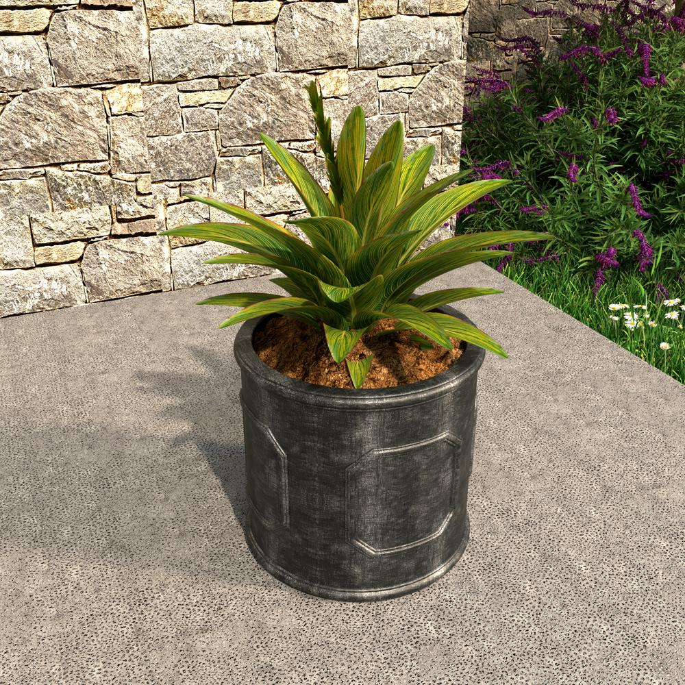 Meadow Series Fiber Stone Planter in Black 17.7" Dia, 17.7" HIgh