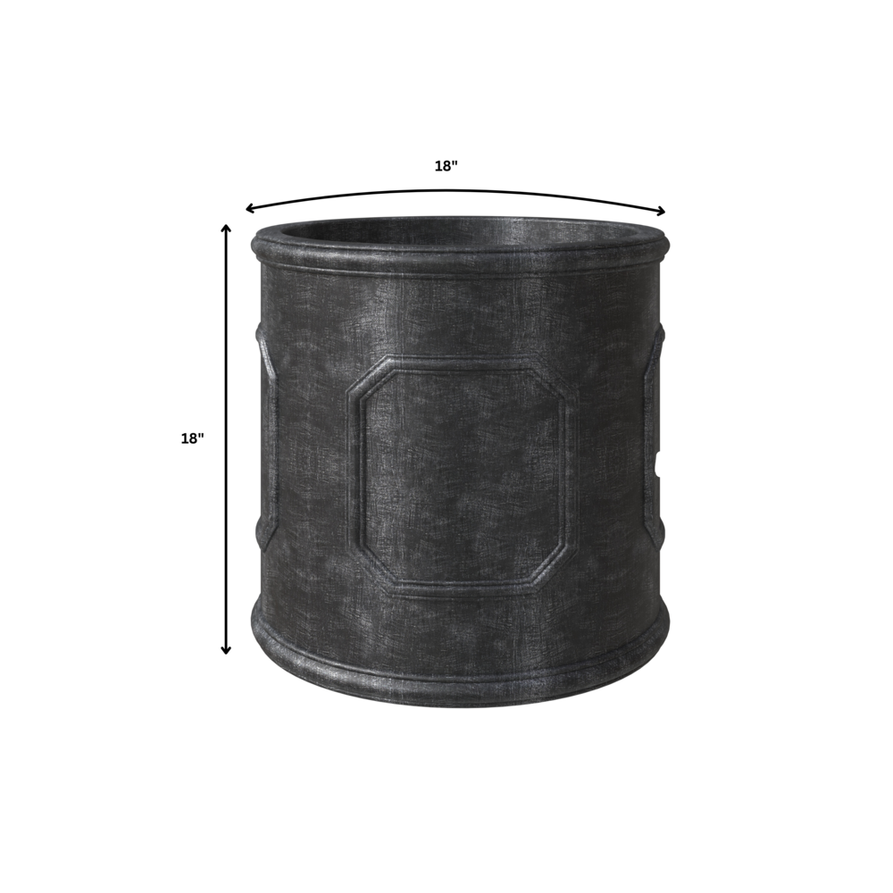 Meadow Series Fiber Stone Planter in Black 17.7" Dia, 17.7" HIgh