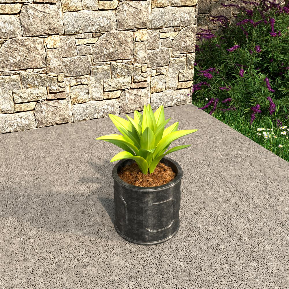 Meadow Series Fiber Stone Planter in Black 12.6" Dia, 12.6" HIgh