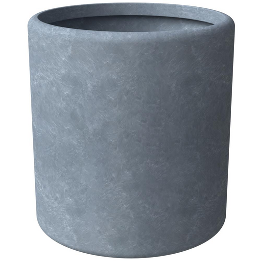 Poly Stone cylindrical Shape Planter in Aged Concrete 12" Dia, 14.2" High