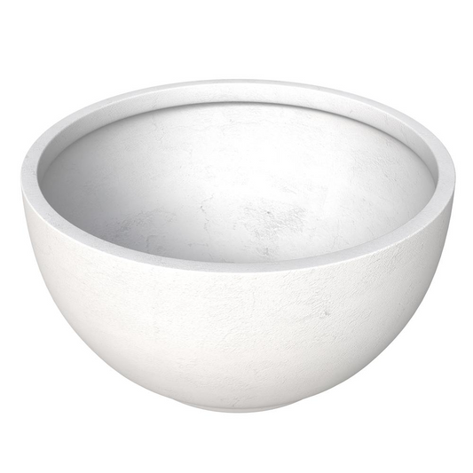 Grove Series Hemisphere Poly Clay Planter in White 14.9 Dia, 7.8 High