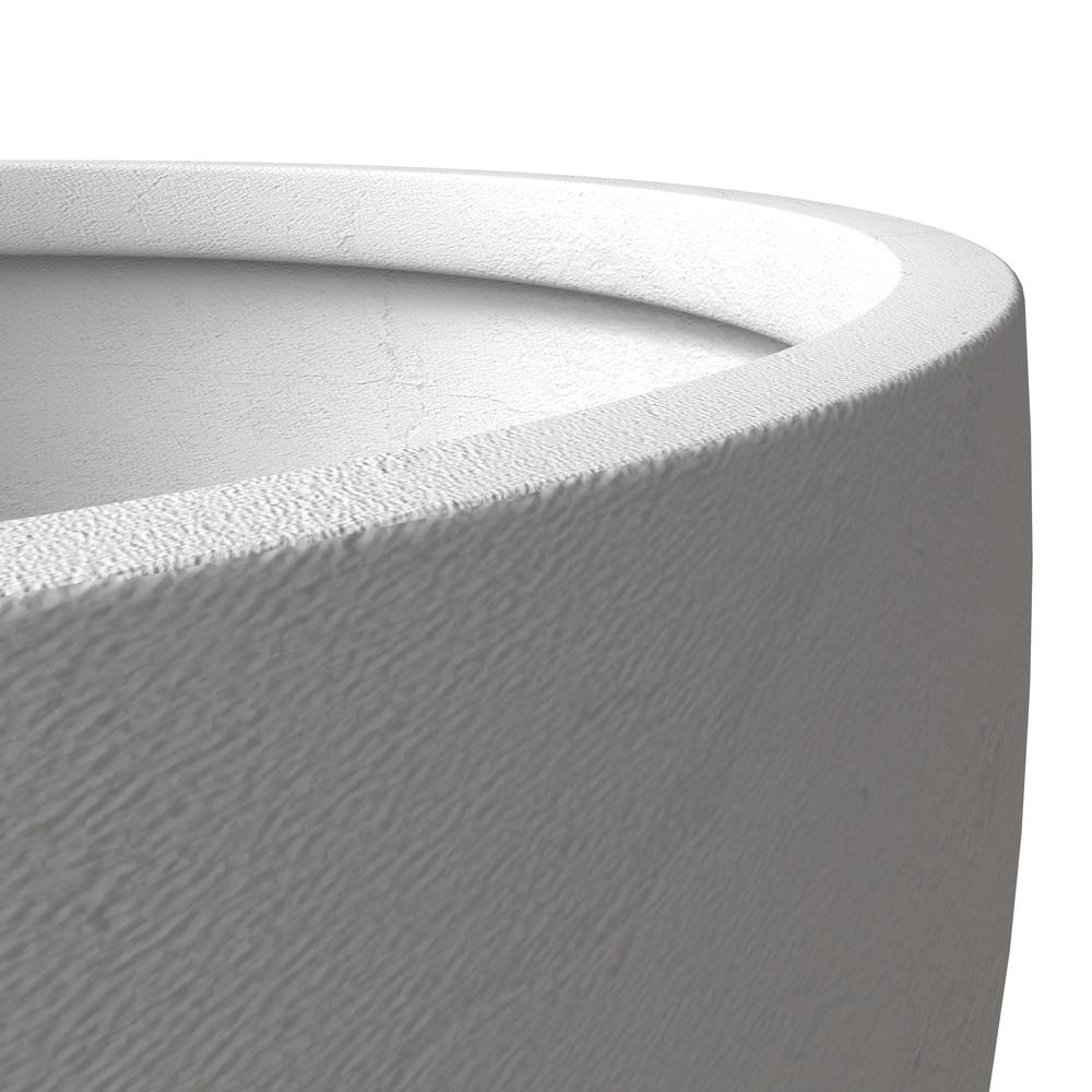 Grove Series Hemisphere Poly Clay Planter in White 14.9 Dia, 7.8 High