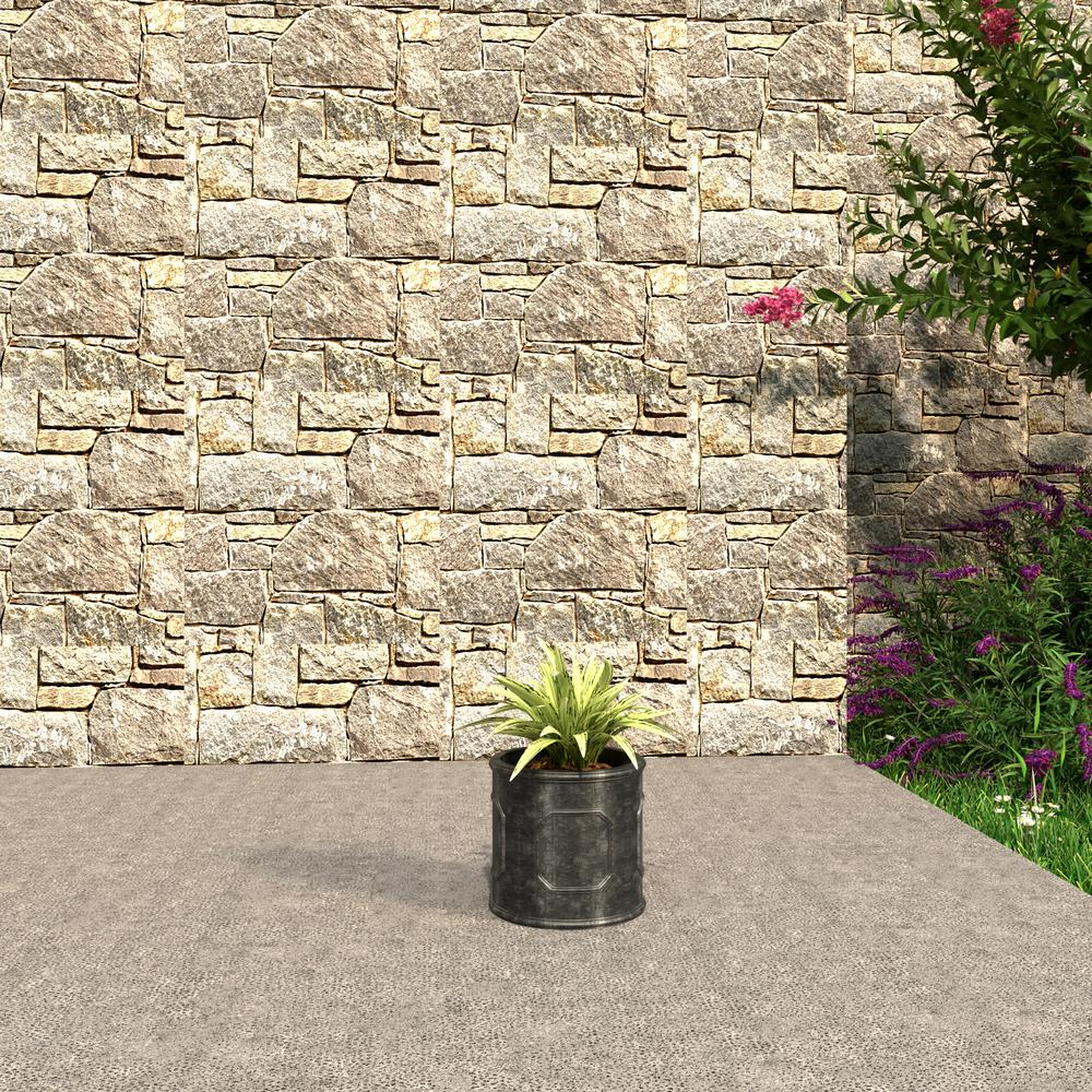 Meadow Series Fiber Stone Planter in Black 10.6" Dia, 10.6" HIgh